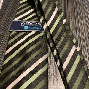 Stafford Classic Green and Black Striped Tie